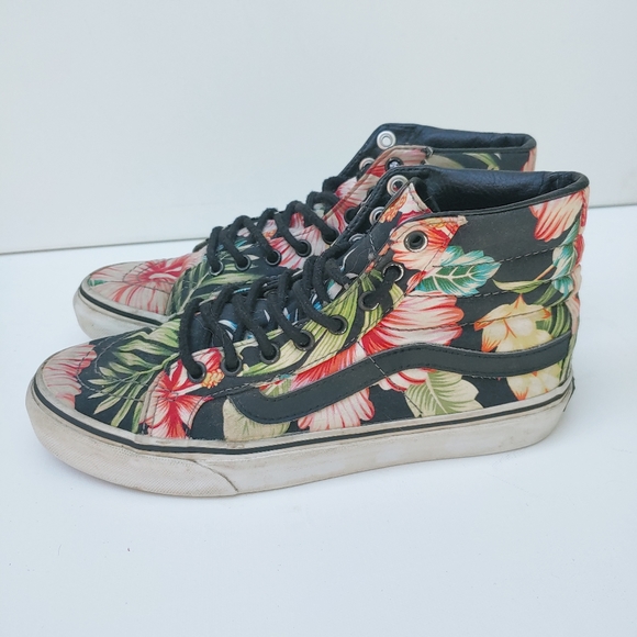 Vans Floral Tropical High Top Lace Up Sneakers Shoes Sz 6 - Picture 2 of 7